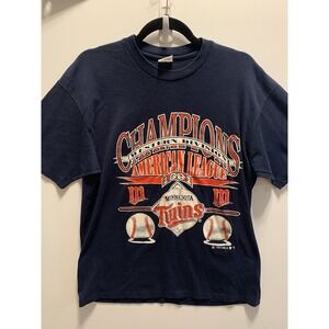 Vintage Minnesota Twins Shirt‎ Men's XL Blue Western Division 1991 USA Made